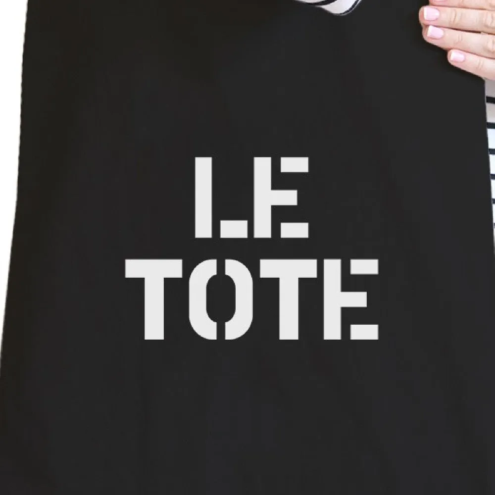 Le Tote Black Canvas Bag Unique Design Printed Cotton Eco Bags