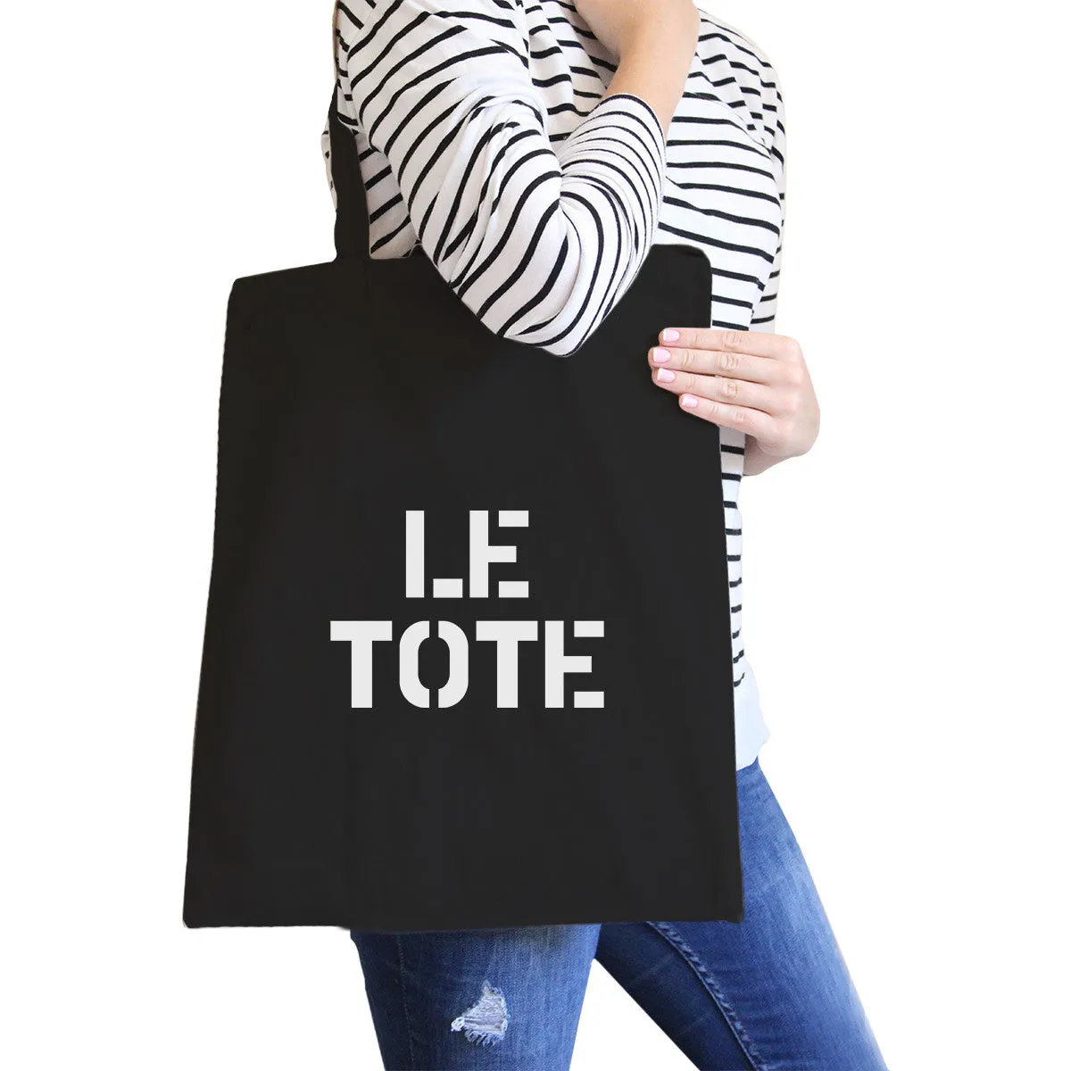 Le Tote Black Canvas Bag Unique Design Printed Cotton Eco Bags