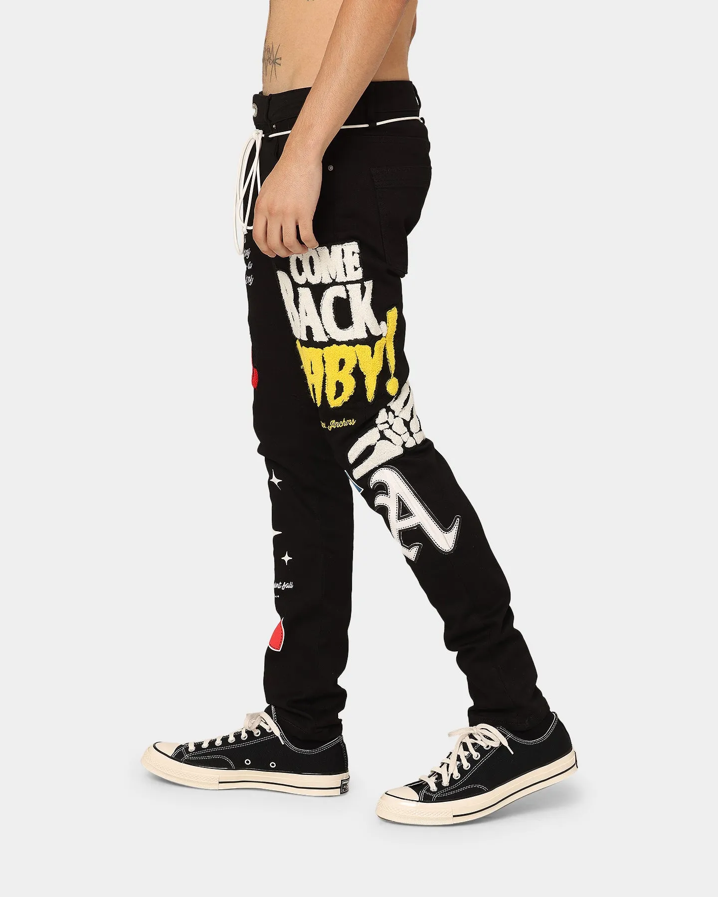 Lifted Anchors Boulevard Puff Print Jeans Black Wash