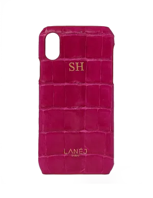 Magenta Croc iPhone X Personalized With ''SH'' Initials