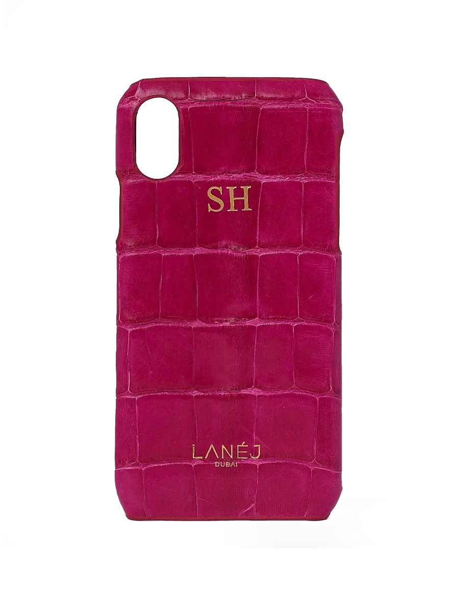 Magenta Croc iPhone X Personalized With ''SH'' Initials