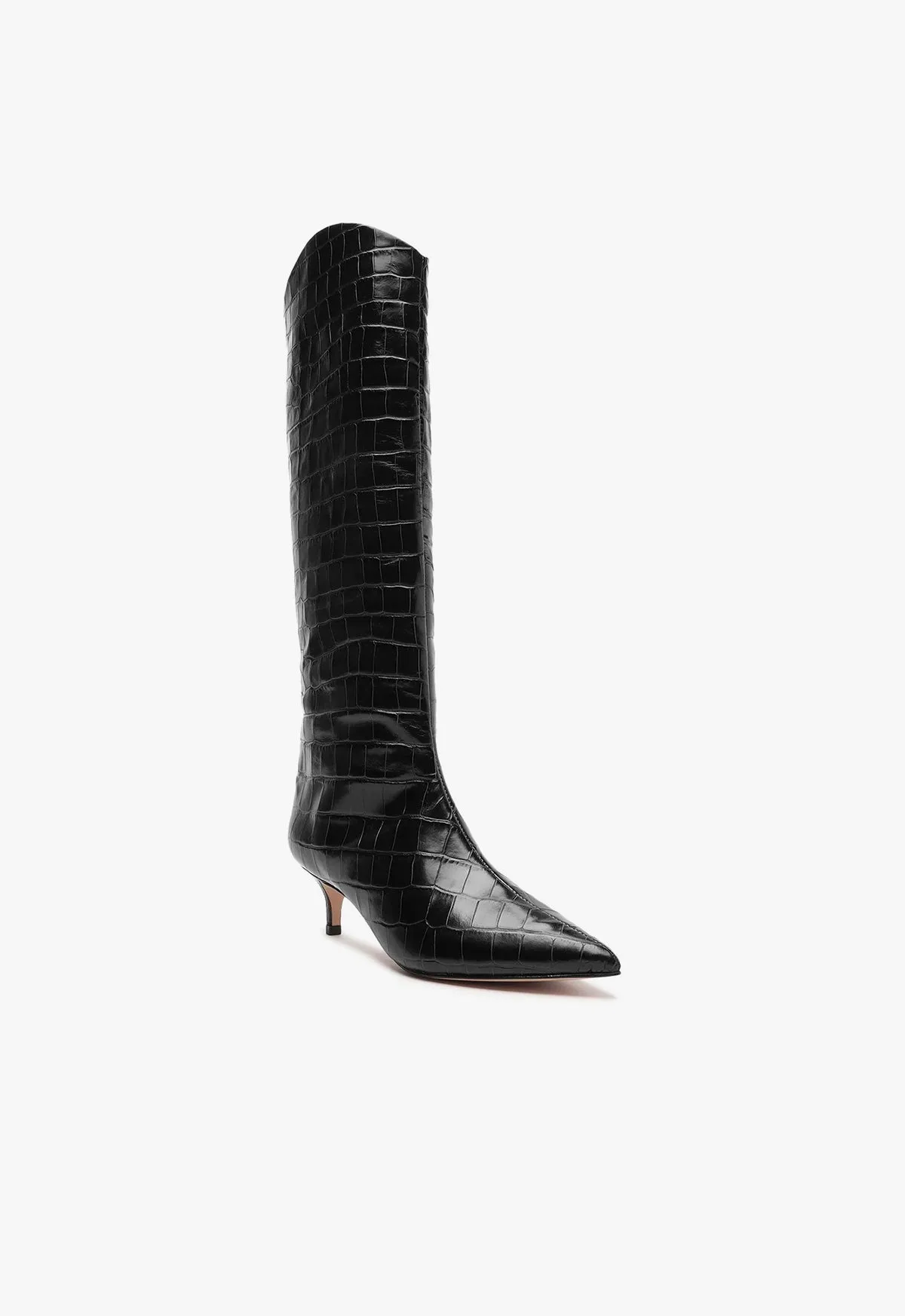 Maryana Lo Crocodile-Embossed Leather Boot