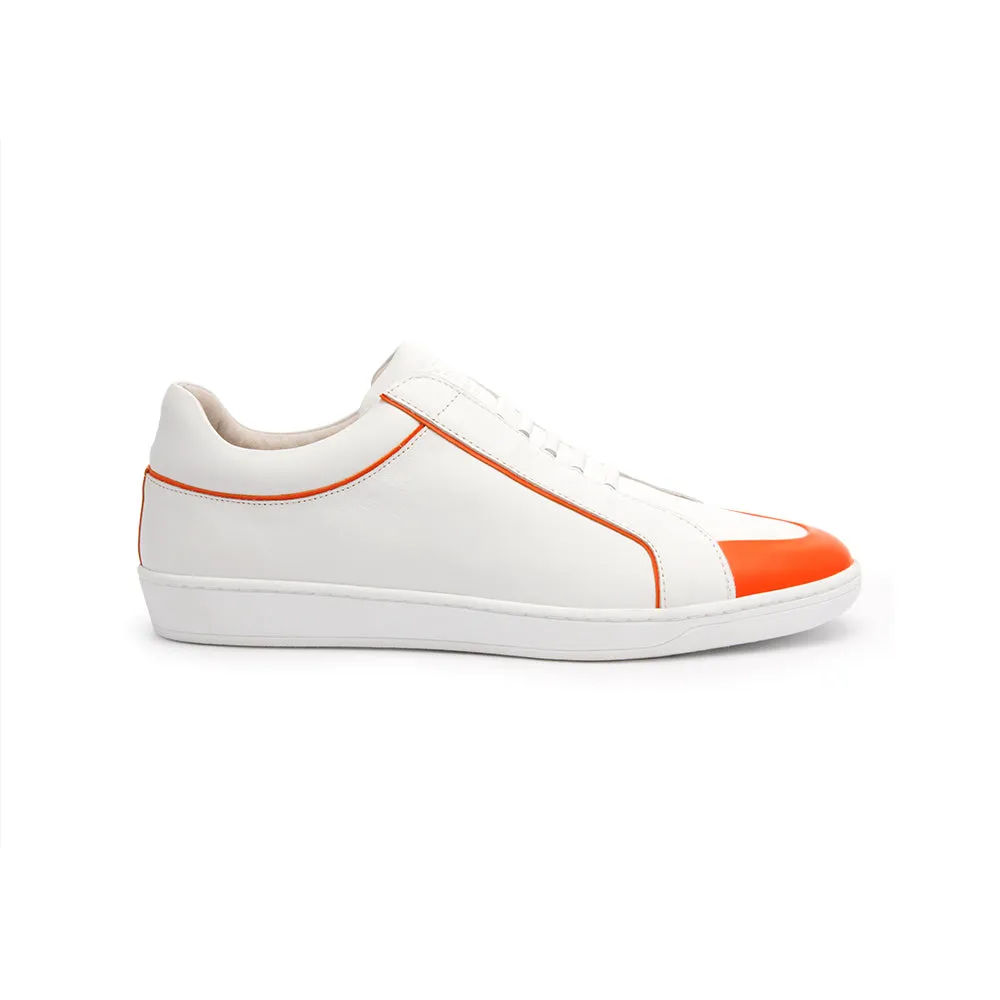 Men's Duke White Orange Leather Sneakers 05291-100