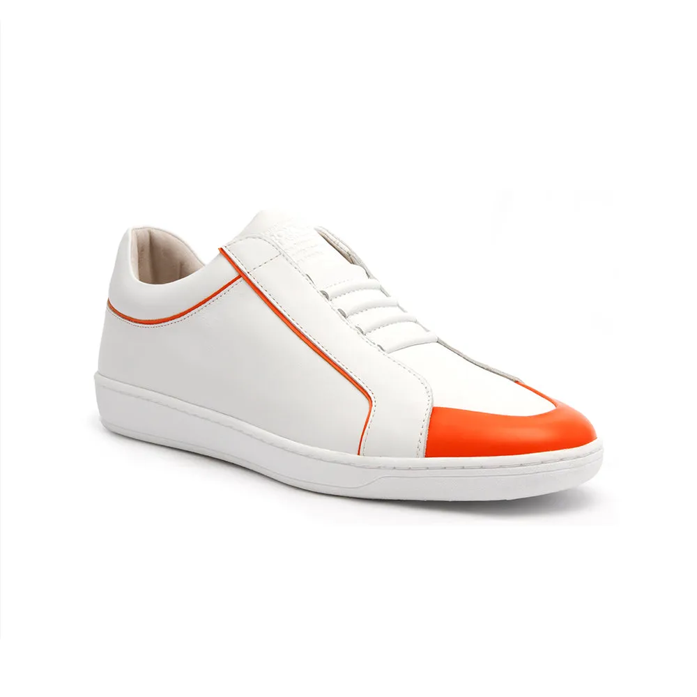 Men's Duke White Orange Leather Sneakers 05291-100