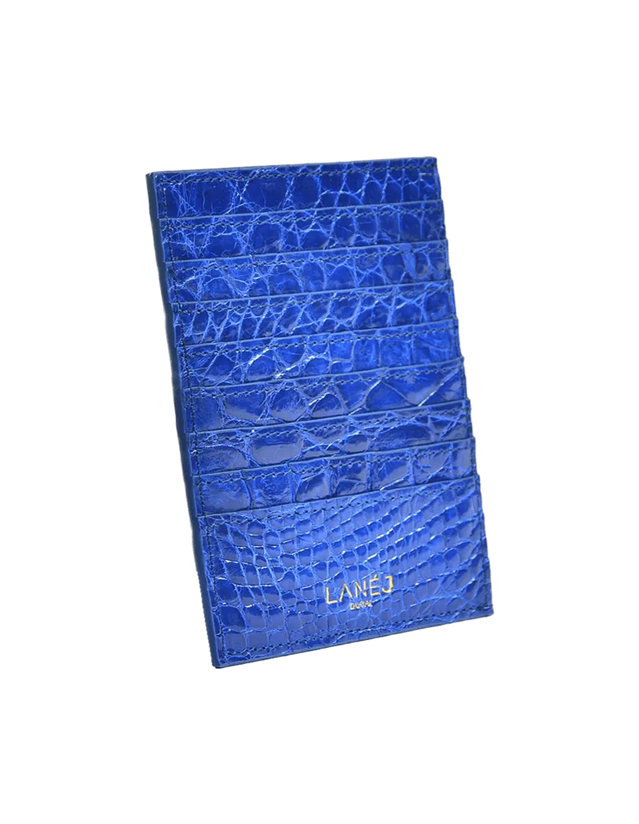 Midnight Blue Crocodile Grande Card Holder