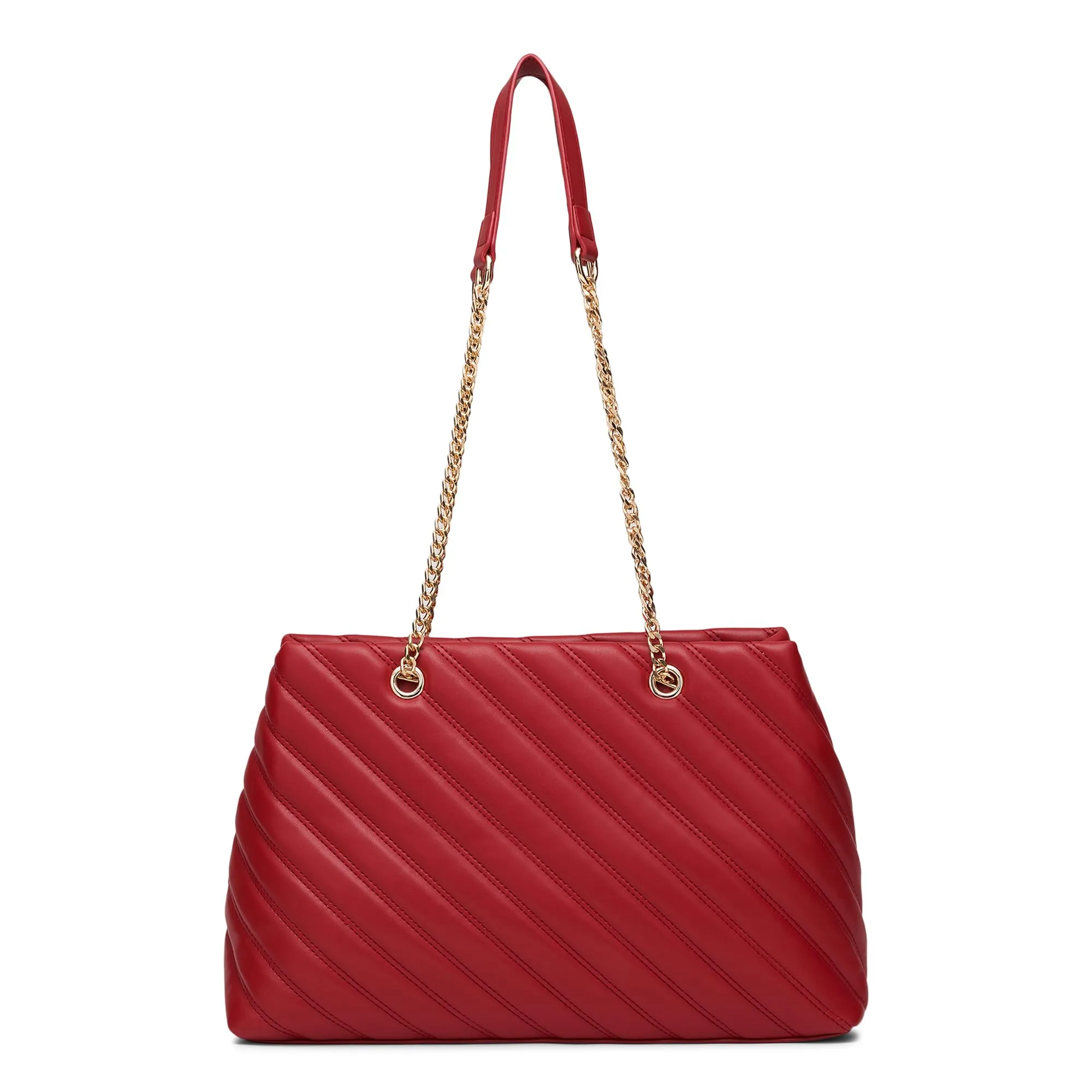 Miraggio Tessa Quilted Solid Tote Bag for Women (Red)