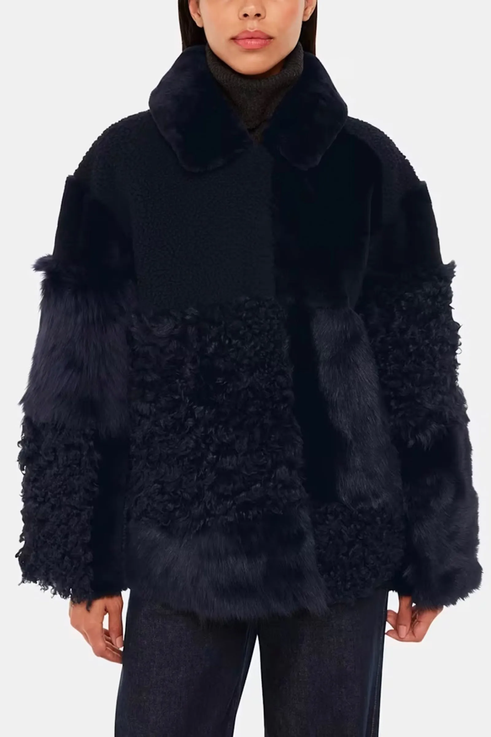 Navy Hema Shearling Coat