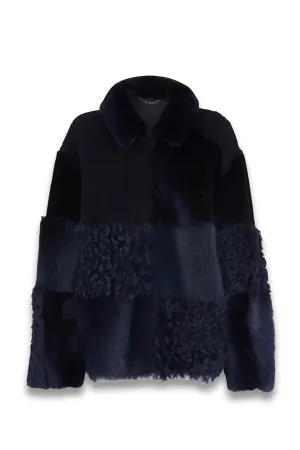 Navy Hema Shearling Coat