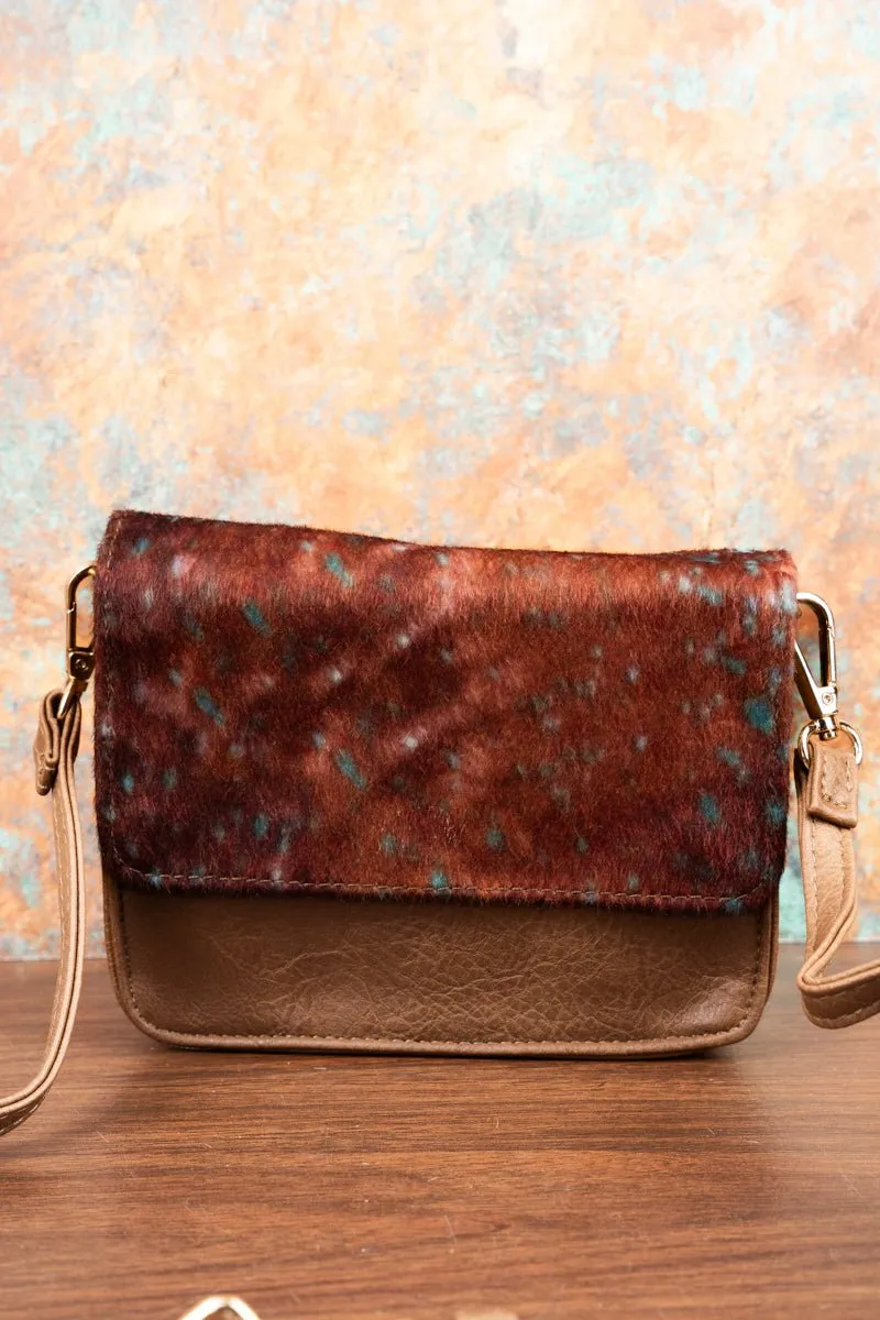 NGIL Square Deal Tanner Cow Taupe Brown Clutch