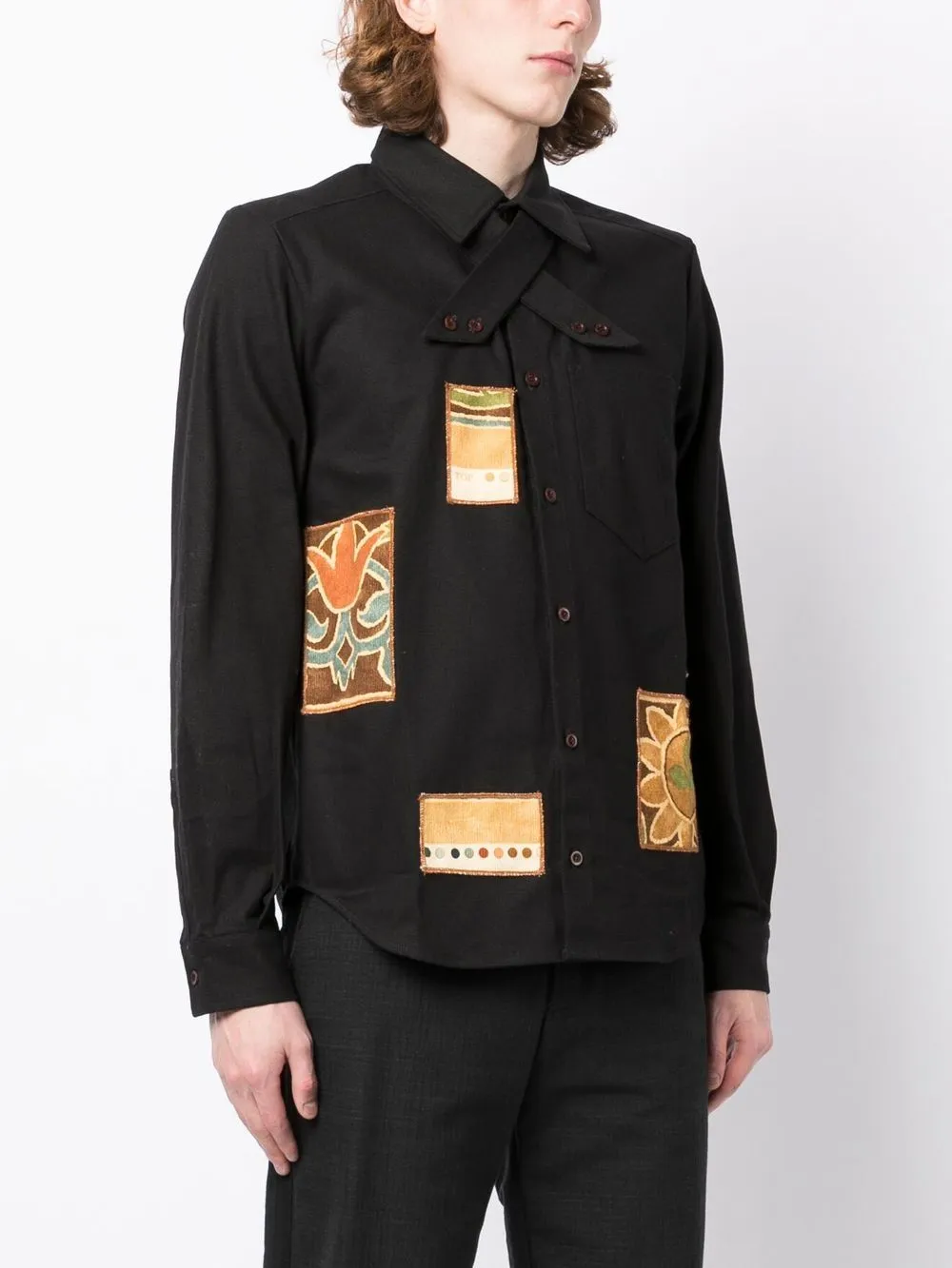 Patchwork-Design Long-Sleeved Shirt