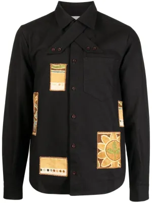 Patchwork-Design Long-Sleeved Shirt