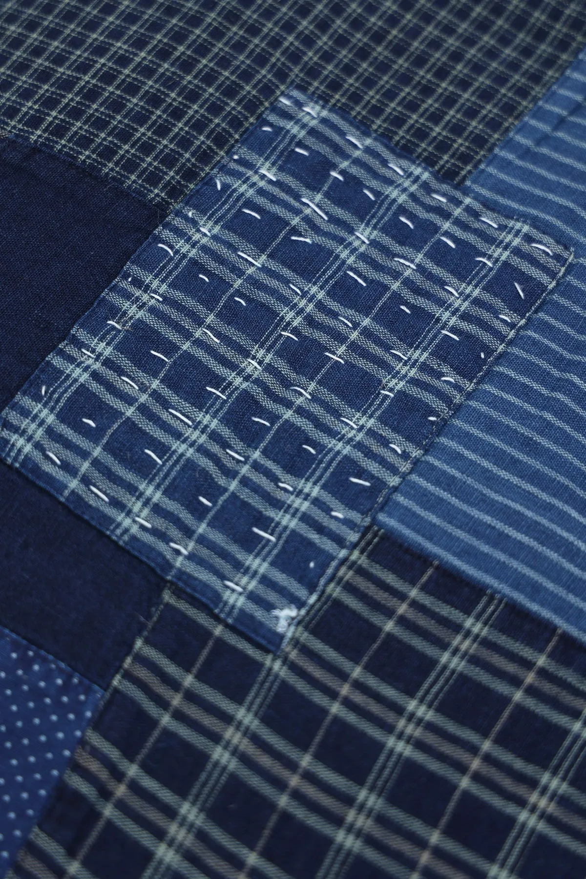 Patchwork Quilt - Indigo/Cream