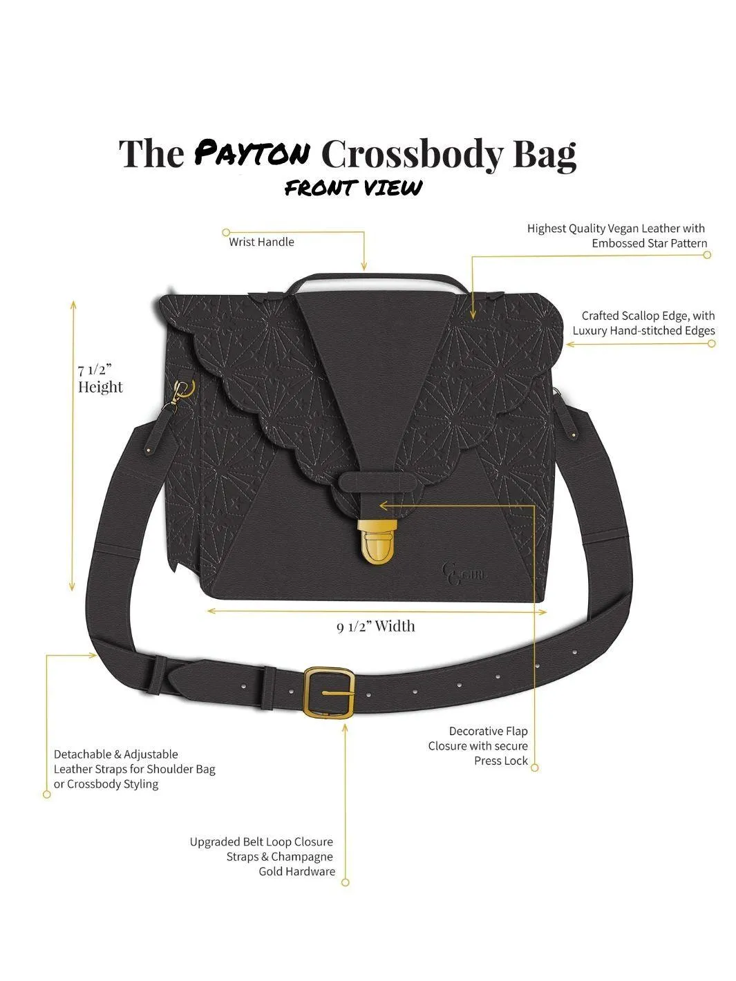 Payton Medium Go Getter Crossbody- Black