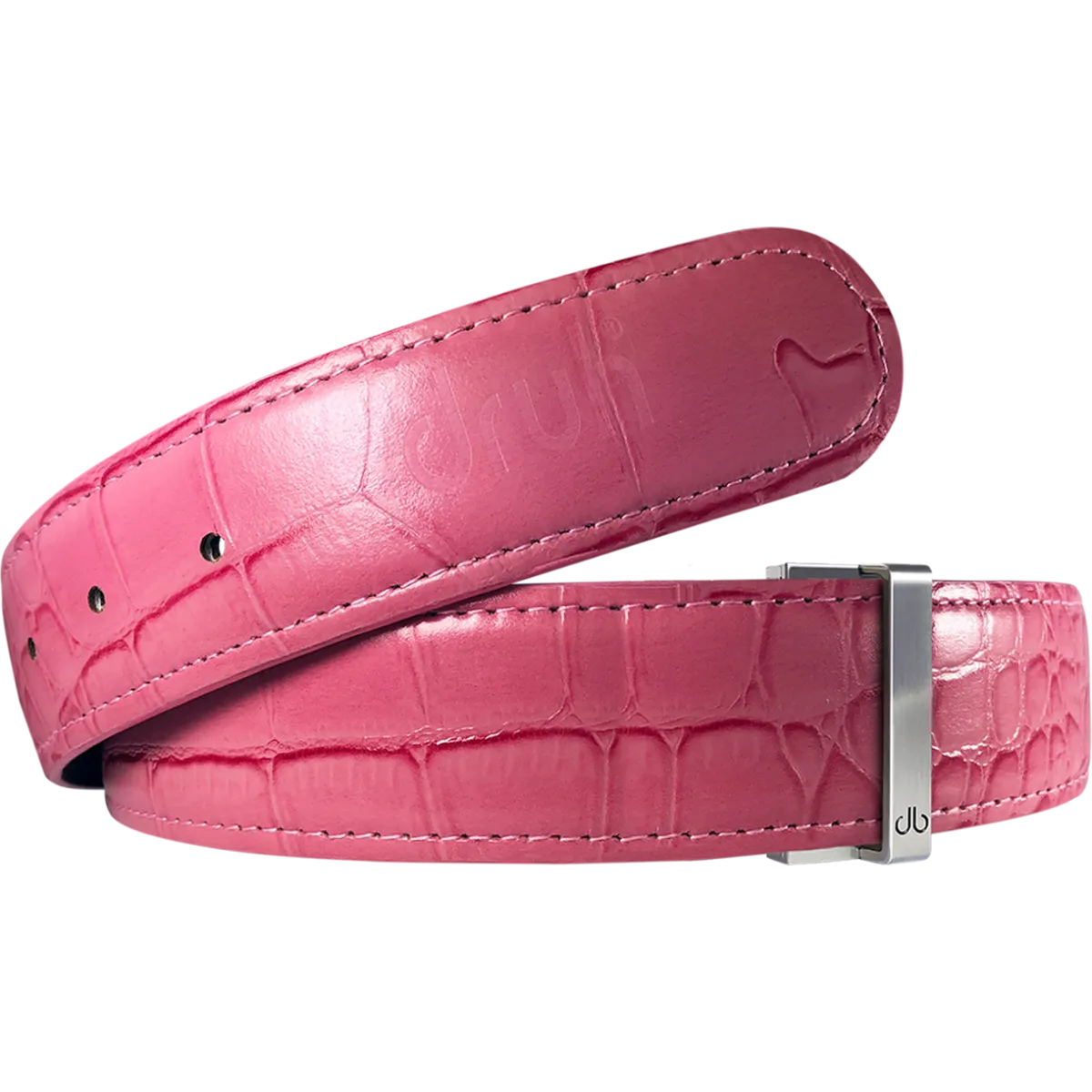 Pink Crocodile Texture Leather Belt