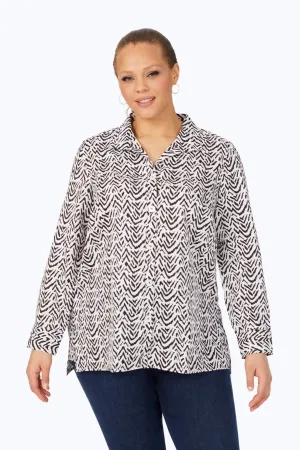 Plus Animal Herringbone No Iron Tunic