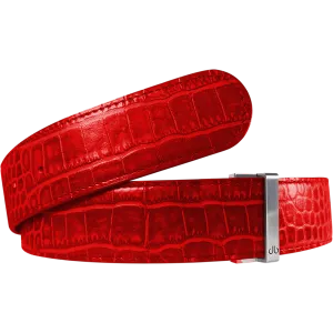 Red Crocodile Texture Leather Belt