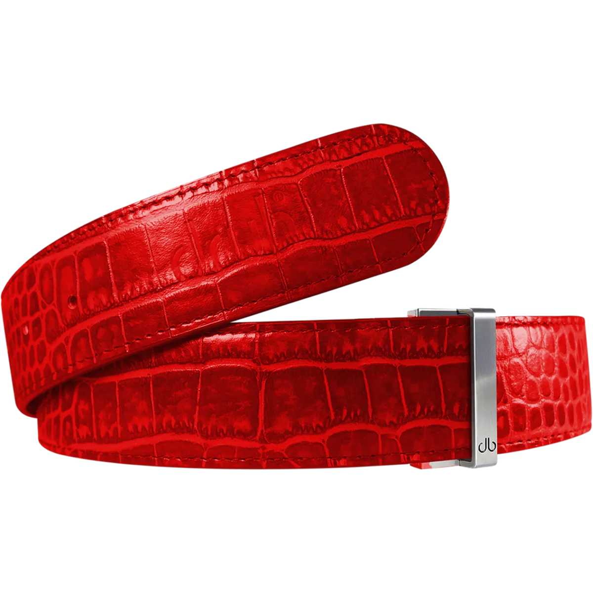 Red Crocodile Texture Leather Belt