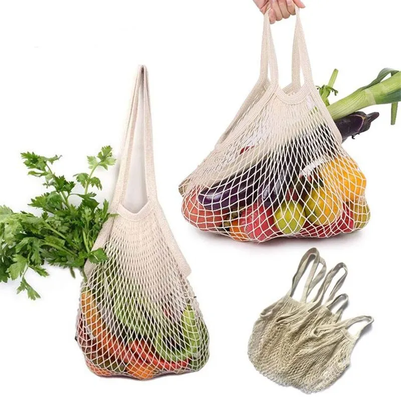 Reusable Eco Friendly Cotton Mesh Produce Bags for Vegetables & Fruit - Washable Storage Bags