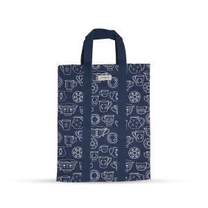 Shopping Bag with Webbing Handle - Cup & Saucer - Navy