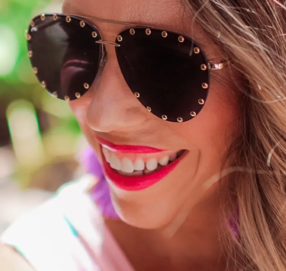 SHOWSTOPPER STUDDED AVIATOR SUNGLASSES