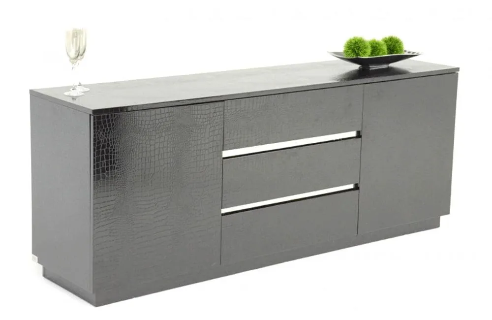 Skyline Modern Crocodile Lacquer Buffet Black