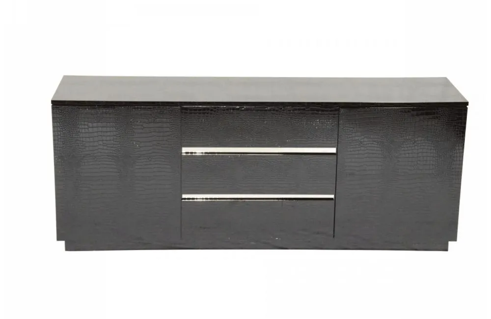 Skyline Modern Crocodile Lacquer Buffet Black