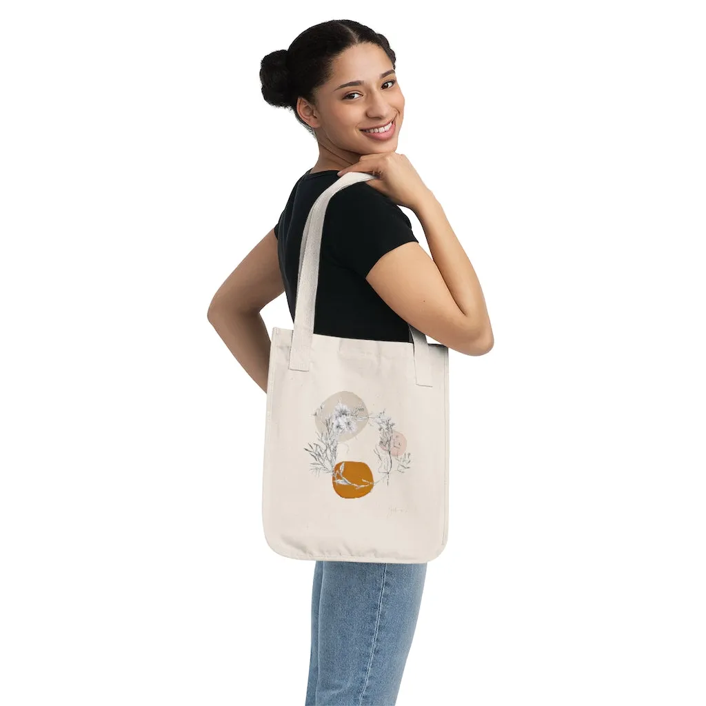 Stylish Unique Organic Canvas Tote Bag John 3:16  Minimalist Girl Flowers Christian Store Every day use Perfect Gift Rhetro Line Art Design