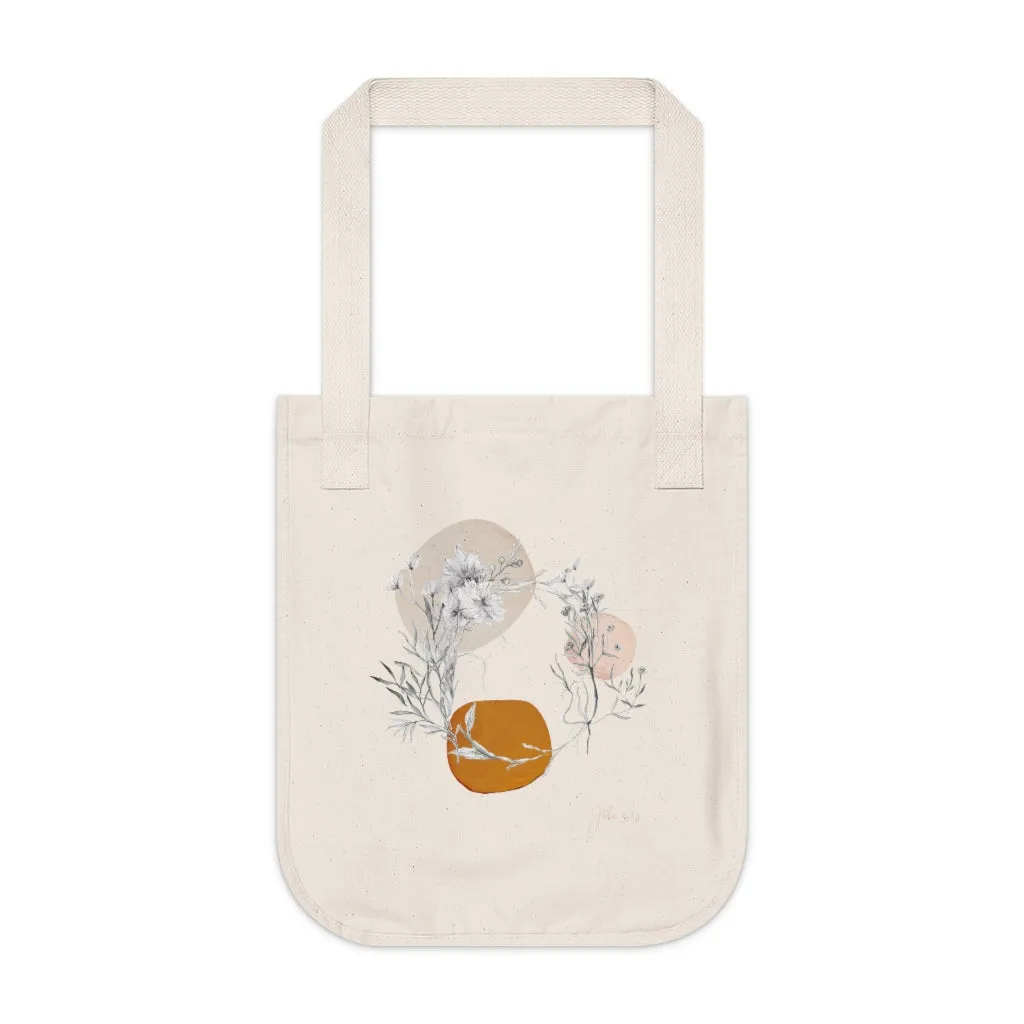 Stylish Unique Organic Canvas Tote Bag John 3:16  Minimalist Girl Flowers Christian Store Every day use Perfect Gift Rhetro Line Art Design