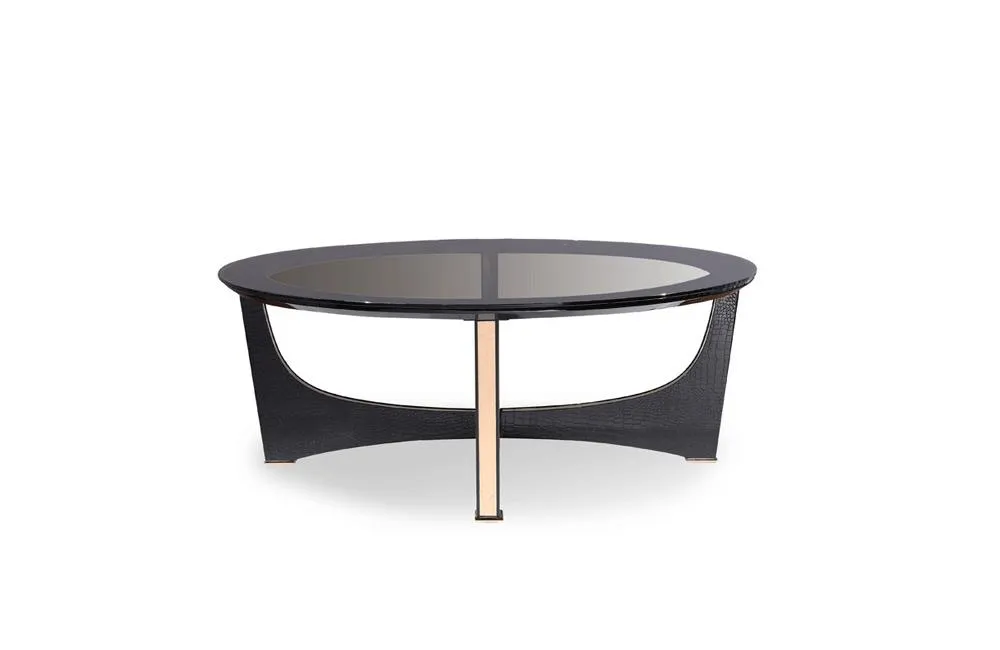 Talin Modern Black Crocodile & Rosegold Coffee Table