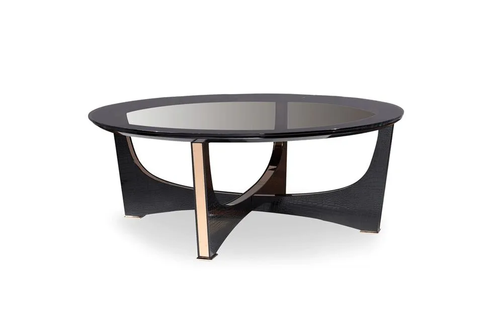 Talin Modern Black Crocodile & Rosegold Coffee Table