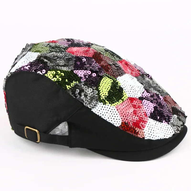 TEEK - Sequin Floral Beret Cap