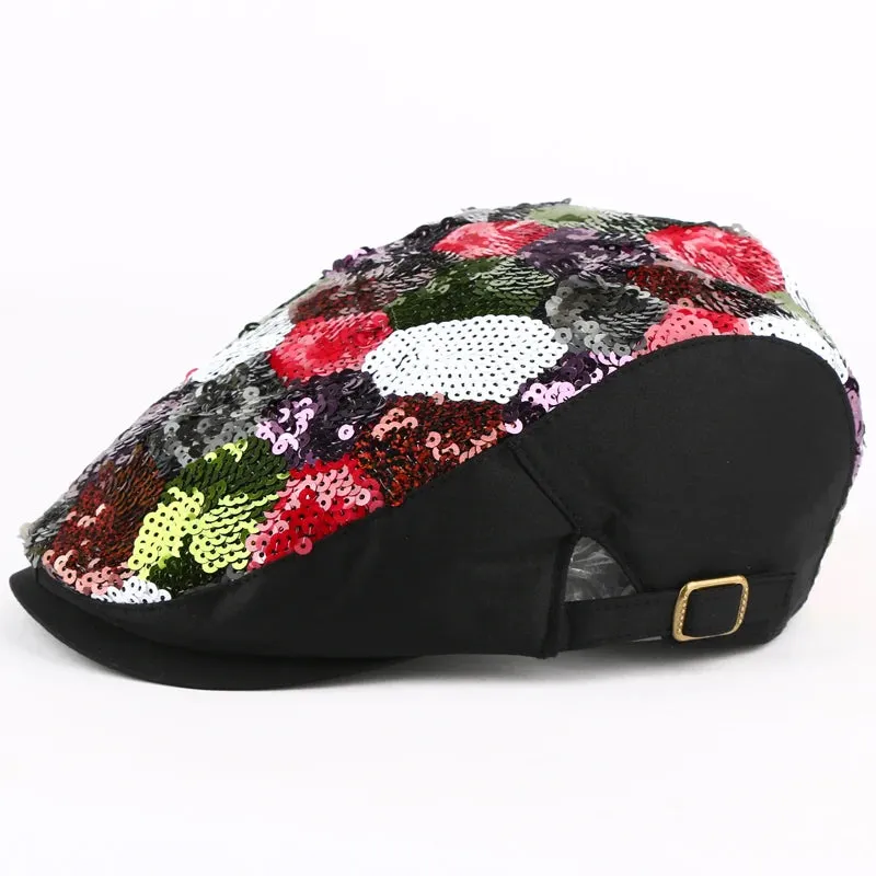 TEEK - Sequin Floral Beret Cap