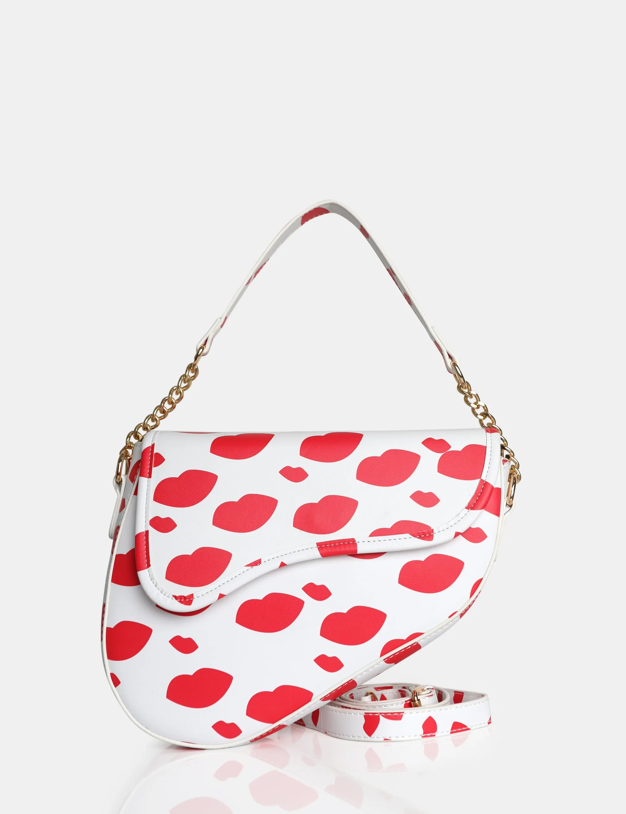 The Fox Lip Print Saddle Shoulder Bag