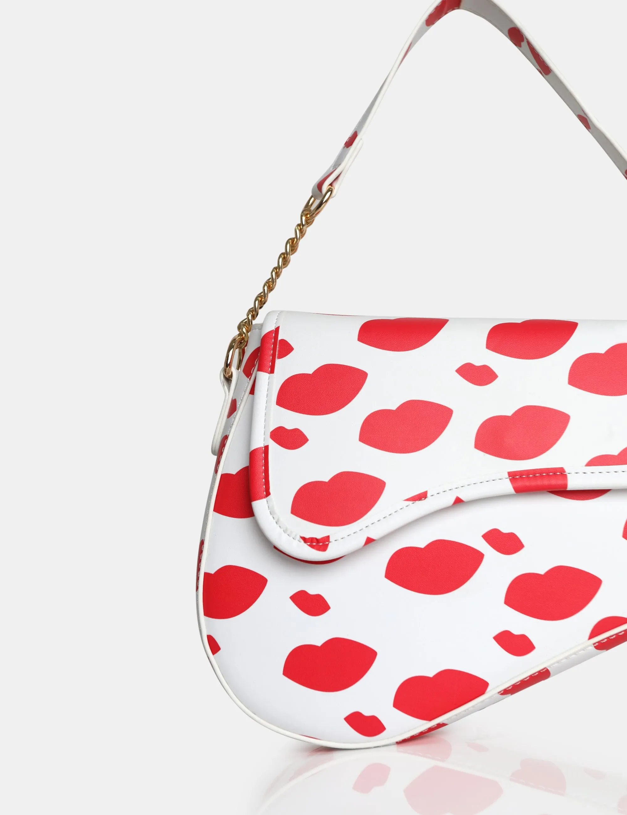 The Fox Lip Print Saddle Shoulder Bag