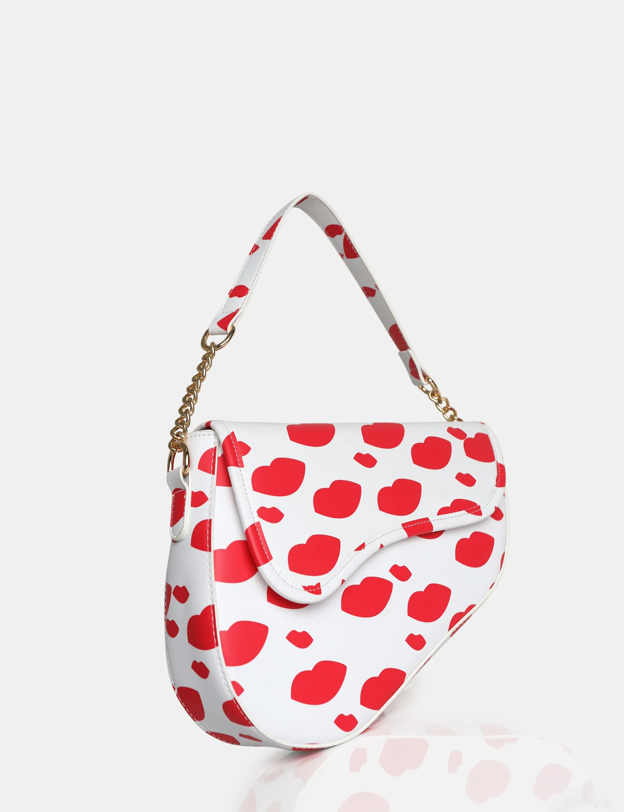 The Fox Lip Print Saddle Shoulder Bag