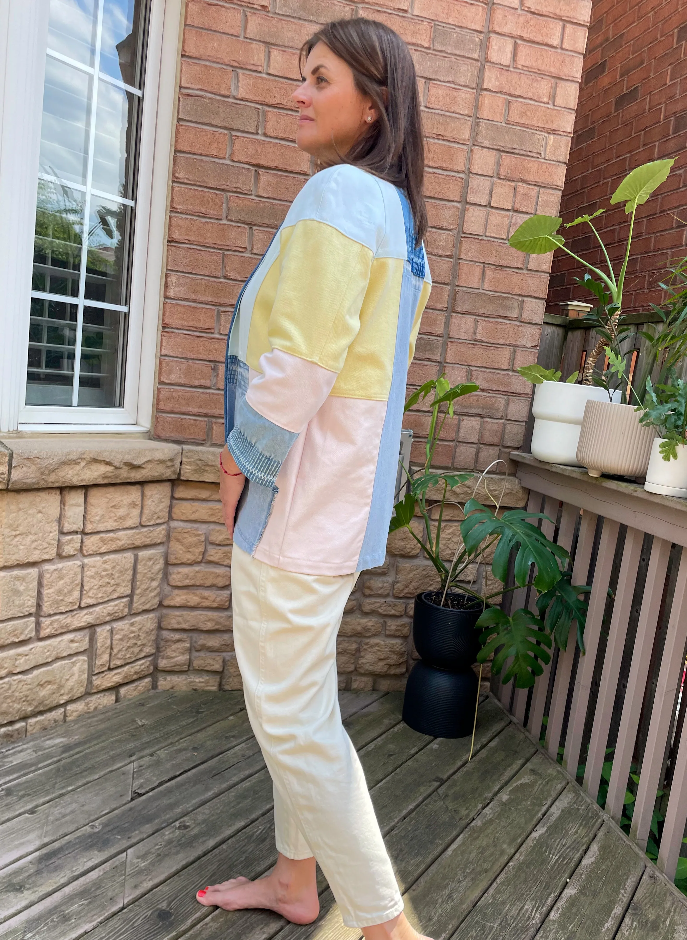 Upcycled Pastel Denim Patchwork Kimono