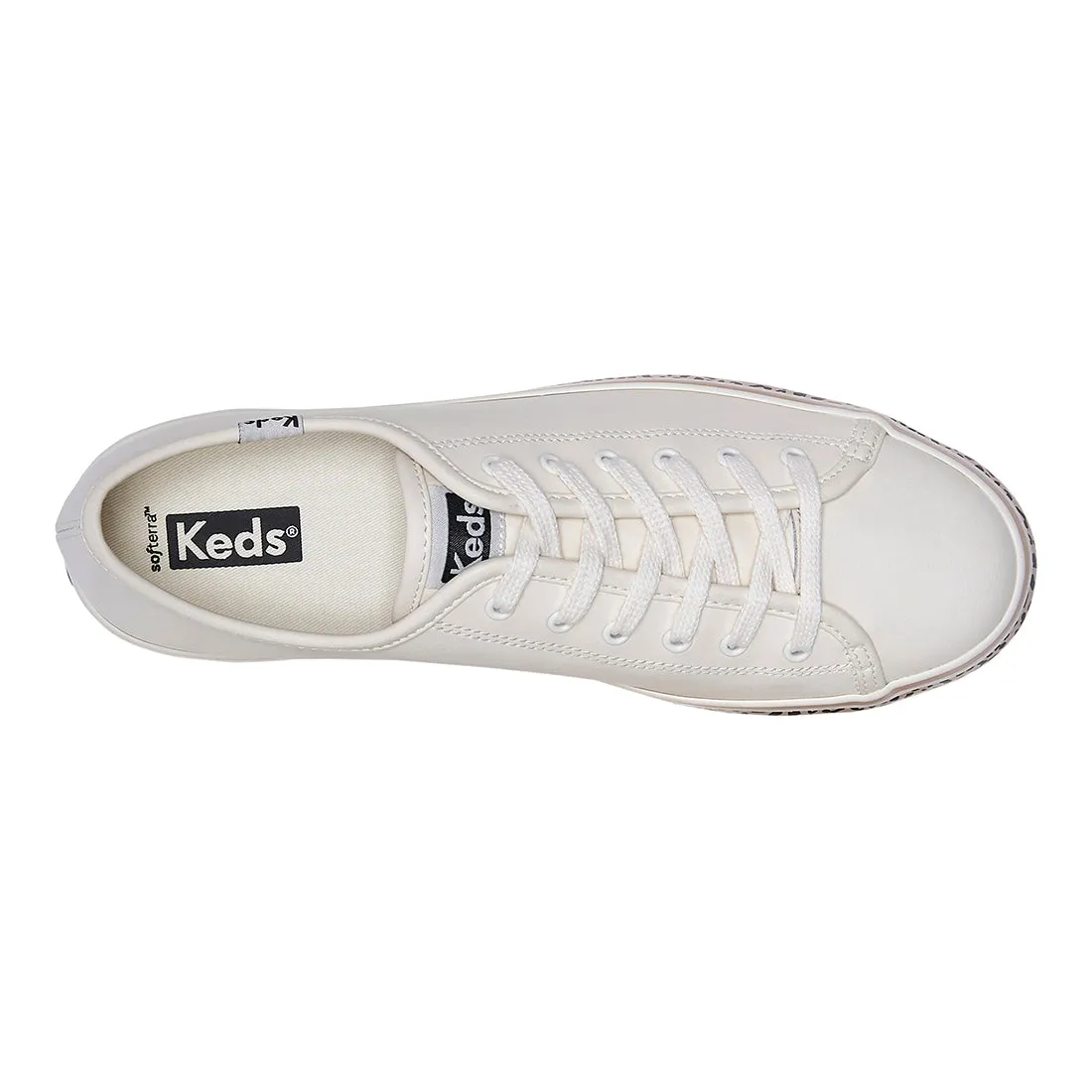 Women's Triple Up Leather Leo Stripe Foxing Sneaker White/Tan (WH67846)